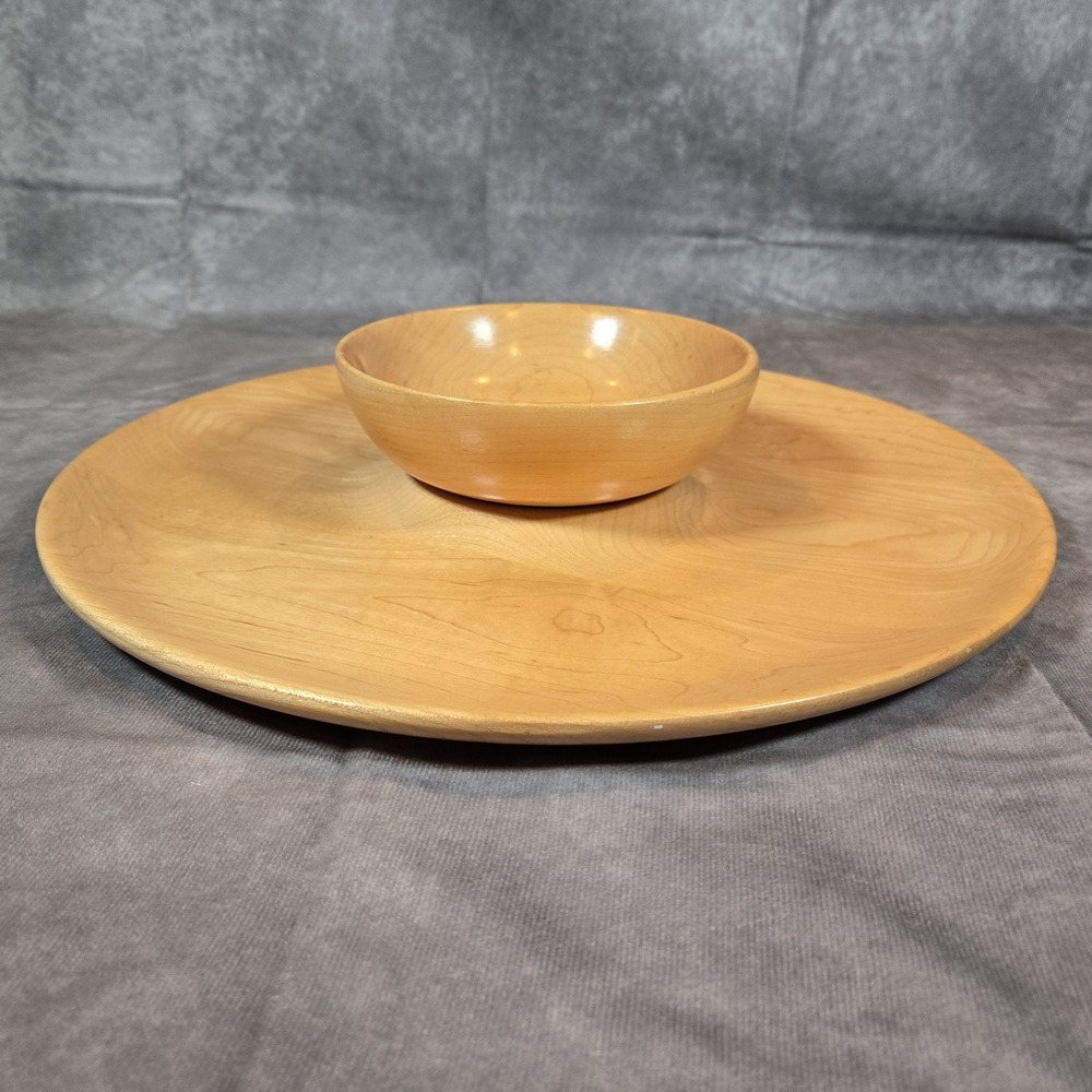 Wooden Chip And‎ Dip Platter Bowl Set Blonde Wood Party Snacks